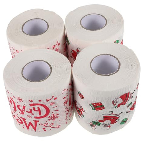 minkissy 4rollen Weihnachtstoilettenpapier Mit Dekorationen Serviettenpapier Weihnachtsmannmotiv Für Party Badezimmerdekoration