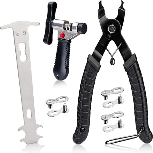 Frdhee Bike Chain Repair Tools Set, Bike Link Plier, Chain Break Separator, Chain Checker, 3 Pairs Bicycle Missing Links, Bicycle Chain Tool Master Link Pliers Chain Breaker and Checker