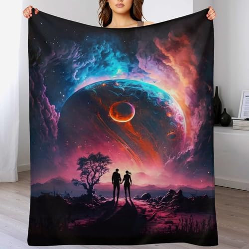 AAPZY Cosmic Liebe Anime-Charaktere Decke Decke Flannel Sofadecke Strandtuch Teppich Picknickdecke Weich & Plüsch Umhang Für Schlafzimmer, Alle Jahreszeiten （180×200cm）
