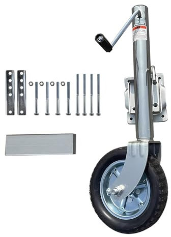 Schwenkbarer Anhänger Stützrad Schwerlast 680kg Automatik Hänger Stützrad mit 25,4cm-Rädern, 26cm-Hub,Stützrad Für Anhänger, Wohnwagen & Pferdeanhänger PKW Boat (25cm Rad/680kg)