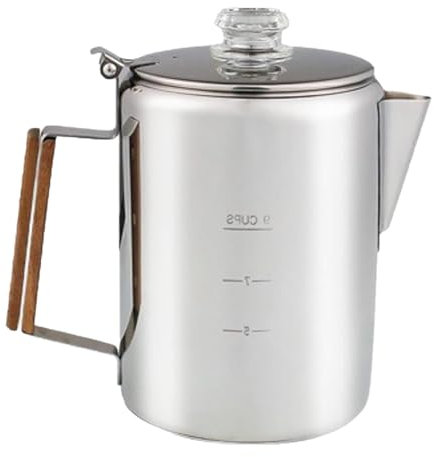 Hattba Kaffeeperkolator mit Skala, Edelstahl, transparenter Deckel, für Camping und Zuhause, tragbare Kaffeekannen