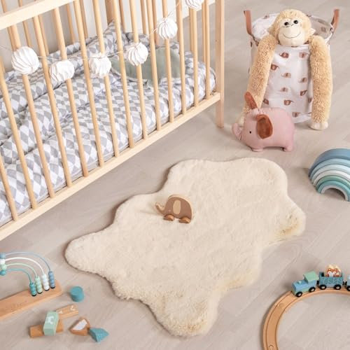 Little Olly Kinderteppich - Huggy Schaf Creme - Einfarbig, Tier - Modern - Kinderzimmer, Babyzimmer - Jungen - Mädchen - Carpet