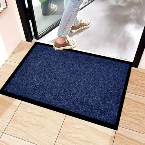 PHP Barrier Mat Non Slip Door Mat Rubber Mats Floor Mats Kitchen Rugs Washable Light Weight Rubber Multi Color And Sizes Heavy Duty (60 x 90 cm, Navy Blue)