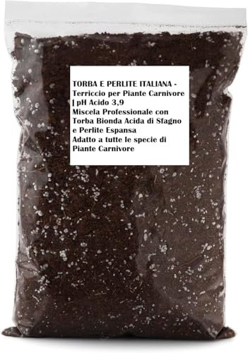 Terriccio per Piante Carnivore 10 LITRI | Miscela Professionale con Torba Bionda Acida di Sfagno e Perlite Espansa | Adatto a tutte le specie di Piante Carnivore