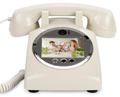 FiayaCom Audio Gästebuch Hochzeit Telefon (Art Deco, Weiß)