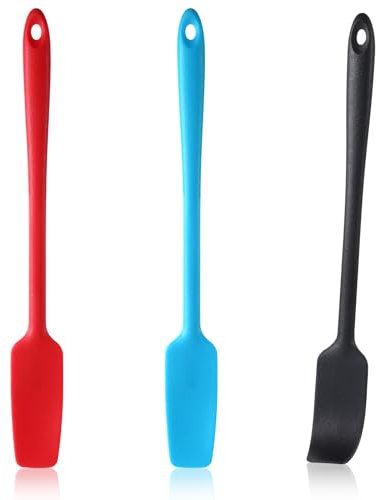 YBEATY 3 Pcs Silicone Jar Spatulas with Long Handle Non Stick Heat Resistant Silicone Mixing Batter Scraper for Baking Mixing Scraping Butter Bread Cream Jam Kitchen Accessories