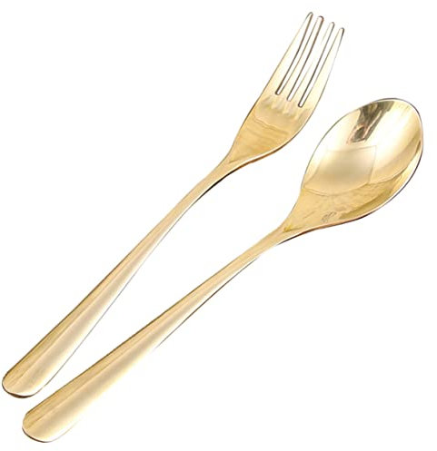 FIXOSHEE 1set Posate Ottone Con Cucchiaio e Forchetta Utensili Da Tavola Eleganti Per Occasioni Formali e Uso Quotidiano Cucchiaio Forchetta Per Ristoranti e Picnic