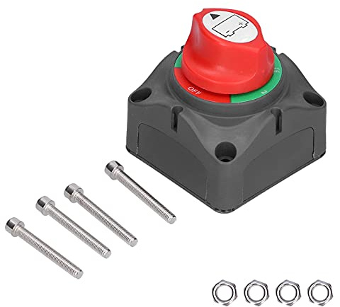 12V 3 Gear Battery Disconnect Isolator Switch, Battery Master Disconnect Switch for Yacht Car Train, 8 50V On/Off Rotary ABS with Interchangeable Labels, 200A Continuous Current,