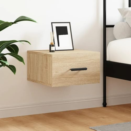 SooIarix Wand-Nachttisch Sonoma-Eiche 35x35x20 cm, schwebendes Regal für Schlafzimmer, Wohnzimmer, Flur, praktischer Stauraum für kleine Räume