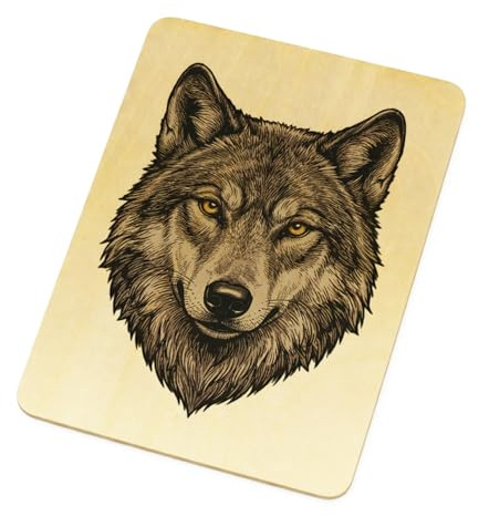 speecheese Postkarte aus Holz Grauer Wolf Einzigartig und hochwertig | für Naturliebhaber Holzkarte als Naturliebhabergeschenk