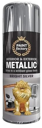 Quick Dry Spray Paint, Fast Drying Aerosol Paint for Wood, Metal & Plastic, High Coverage, Durable Coating for Furniture, DIY Crafts & Automotive Touch-Ups, 400ml (Metallic Bright Silver, Pack of 1)