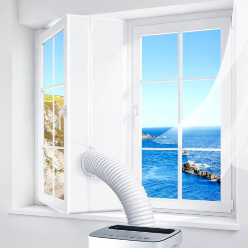Coicok Fensterabdichtung für Mobile Klimageräte, 400cm Klimaanlage Fensterdichtung Hot Air Stop zum Anbringen an Fenster, klimaanlage fenster Kit für mobile Klimageräte, Wäschetrockner, Ablufttrockner