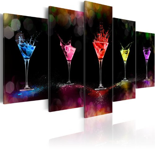 B&D XXL - Tableau décoratif moderne 200x100 cm - Impression sur toile colorée - Décoration murale pour salon et chambre - Marron rose bleu - Verre de cuisine moderne et coloré 020107-1