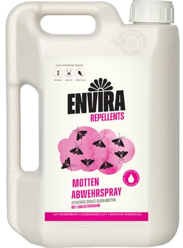 Envira Motten Abwehrspray 2 Liter - Spray mit Langzeitwirkung gegen Motten, Kleidermotten & Lebensmittelmotten - Mottenschutz für Kleiderschrank - Mittel gegen Motten in der Wohnung