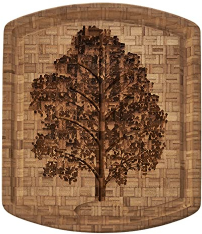Totally Bamboo Family Tree Bamboo Carving Board with Etched Juice Groove, 19-1/2 x 15-3/4 x 1