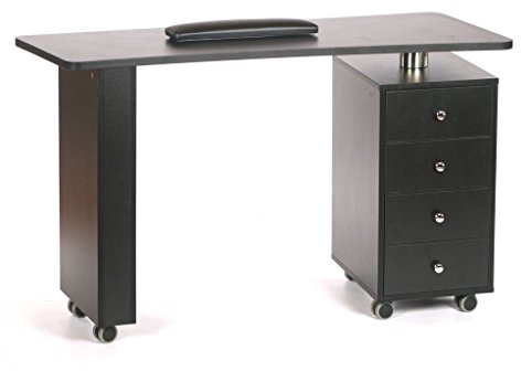 Urbanity Rio Large Professional Nail Station Salon Manicure Nail Polish Table Desk Black