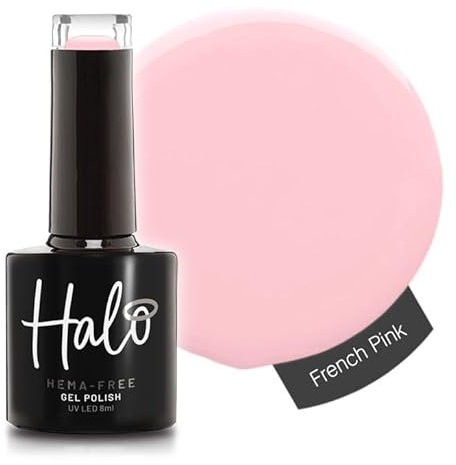 Halo Gel Polish 8ml - French Pink. UV/LED Gel Nail Polish, Long Lasting & Easy To Apply. Nail Art Colours For Manicure & Pedicure. Gel Polish For Professional & Home Use.