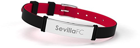 Sevilla FC Fashion Armband, schwarz, verstellbar, für Herren, Damen und Kinder, Armband aus Silikon und Edelstahl