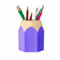 1pc Pen Holder Pencil Shaped Dual-Use Brush Pot Plastic Removable Students Creative Colorful Purple Pen Case Office School Supplies Bobury