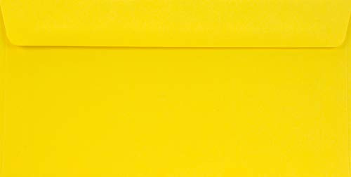 Netuno 100 Umschläge Gelb DIN lang 11x22 cm elegant und stilvoll | 90g Burano Giallo Zolfo · hochwertige gelbe Kuverts für Ostern, Geburtstag, Frühling, Einladungen, Einladungskarten