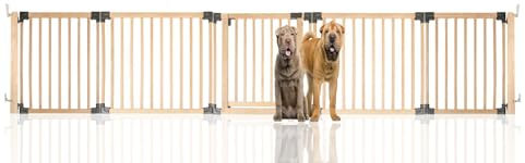 Bettacare Barriera per Animali Domestici Espandibile in Legno Multipannello, Fino a 376cm, Legno Naturale, 76cm di Altezza, Barriera per Cani e Cuccioli, Facile da Installare