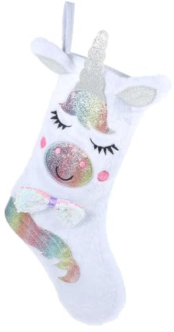 VOSAREA Einhorn Weihnachtsstrumpf, Nikolausstiefel zum Befüllen, Kaminsocken Geschenkbeutel Christbaum Hängend Weihnachtsstrumpf Nikolausstrümpfe Deko