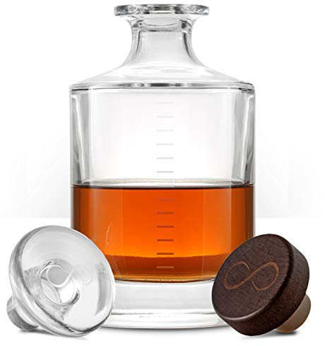 Cairn Craft Whiskey Infinity Decanter - Glass Whisky & Liquor Bottle and Stopper (1L capacity with 2oz markings)