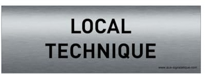 AUA SIGNALETIQUE - Plaque de porte Aluminium brossé imprimé AluSign Texte - 150x50 mm - Double Face adhésif au dos (Local technique)