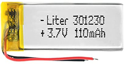 Batterie 301230 LiPo 3.7V 110mAh 0.407Wh 1S 5C Liter Energy Battery pour l'électronique Rechargeable Téléphone Portable Smartwatch GPS - Ne Convient Pas à la Radiocommande 32x12x3mm (110mAh|301230)