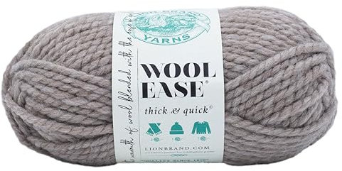 Lion Brand Yarn Wool-Ease Thick & Quick, Super Bulky Wool Blend Yarn for Knitting, Crochet, and Crafts, Driftwood, 1 Pack