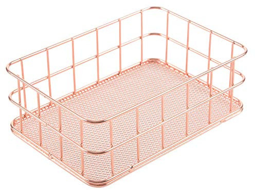 TaoToa Storage Basket metal Wire Bathroom Shelves Makeup Organiser Rose Gold Brush Pen Holder Wire Mesh Bathroom Toiletries Storage Basket
