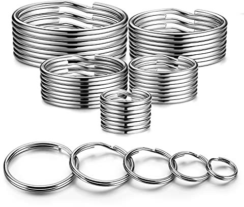 YHYZ Split Key Ring Circle Assorted, Metal Round Keyring Durable in 5 Sizes (Small 1/2 inch, 3/4 inch,1 inch, 1.25 inch, Large 1.38 inch), for Dog Pet Collar DIY Tag Jewelry Car Key (Round)