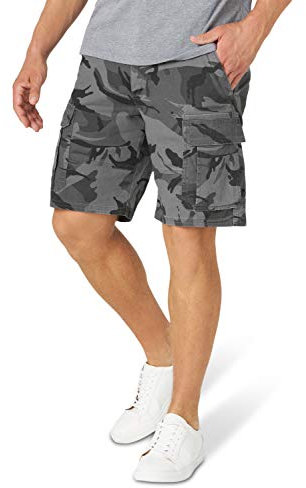 Wrangler Authentics Herren Klassische Stretch-Cargo-Shorts mit lockerer Passform Cargos, Anthrazit Camo, 32