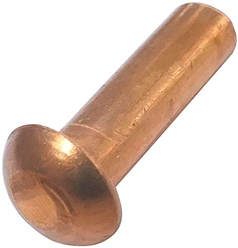 AERZETIX - C48028 - Satz von 50 Nieten aus kupfer - kupfernieten Ø3x10mm mit halbrundkopf - halbrundnieten - halbrundkopfniete - vollniet - DIN 660 - montage von teilen aus metall