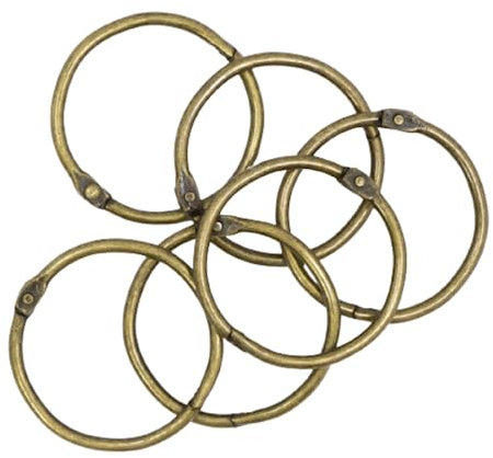 Craftelier - Set mit 6 Metallringen zum Binden, ideal für Scrapbooking und Basteln, Ringe für Alben, Notizbücher oder Tagebücher, Größe Ø 45 mm, Vintage-Bronze