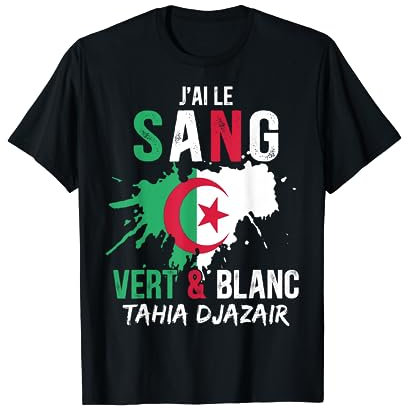 Viva l'Algérie Foot Homme & Femme T-Shirt Algérien Football T-Shirt Noir S Coupe Classique Manche Mi-Longue Col Rond Unisex-Adultes