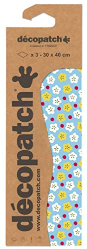 Décopatch C852C - Packung mit 3 Blatt Décopatch-Papier gleichen Musters, Nr. 852, praktisch und einfach zum Verwenden, ideal für Ihre Pappmachés und Bastelprojekte, 1 Pack