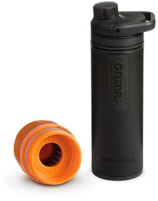 Grayl UltraPress Outdoor- & Reisewasserfilter | für 150L Wasser | Filterkartusche wechselbar | Covert Black mit 1 Ersatzfilter