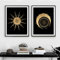 BDHcdfAJGf Schwarz Gold Mond Sonne Poster und Kunstdrucke Moderne abstrakte Wand Bilder Leinwand Bild Nordischen Stil Wandbilder Wohnzimmer Dekor 50x70cmx2 Ungerahmt