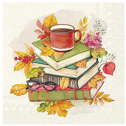 IHR Ideal Home Range - Papierservietten READING TIME cream 20 St. Lunch-Servietten 33 cm x 33 cm