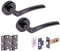 HANDLEZONE® Neemo Internal Door Handle Latch Pack, Complete with Lever On Rose Handles, Latch, Ball Bearing Hinges - Black Nickel