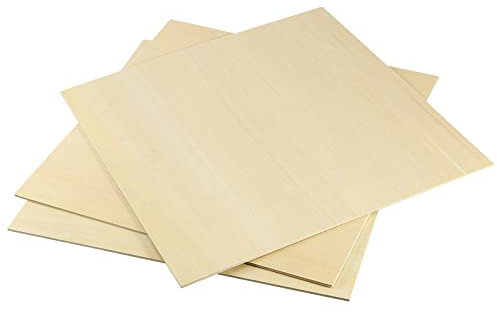 SINJEUN 15 Pieces Basswood Sheets, 30 x 30 x 0.3 cm Blank Plywood Sheet Unfinished Basswood Sheets, Wooden Boards for Craft, Architectural Model, School Project