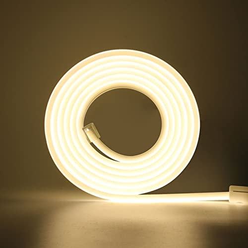 Wisada 220V LED Band 50M, 288 LEDs/m Flexible Hohe Dichte Naturweiß 4000K CRI≥85 FCOB LED Streifen, IP65 Wasserdichte Superhell COB LED Lichtband mit Schaltstecker für Schlafzimmer, Schrankbeleuchtung