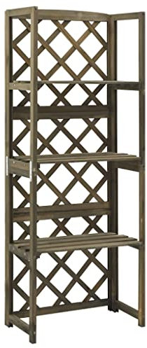 Blumenregal Holz Pflanzregal mit Rankgitter Rankhilfe Gartenregal Pflanzentreppe Blumentreppe Spalier Pflanzenständer Blumenständer Standregal Balkon Garten 55x30x140 cm