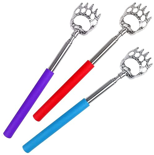 Telescopic Bear Claw Back Scratchers - Extendable Back Scratcher for Adults, Men, Women and Kids (Green,Blue,Red)