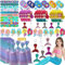 72 Pezzi Gadget Sirena Compleanno Party Accessori Festa Regalo Set Portachiavi Bracciale Anello Sacchetti per Caramelle in Carta, per Bambina