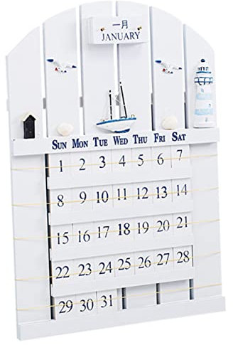 Warmhm Mediterraner Holz Wandkalender Perpetual Kalender Holzdeko Langlebig Wasserfest Für Wohnzimmer Schlafzimmer Büro Moderne Wohnkultur Geschenkidee