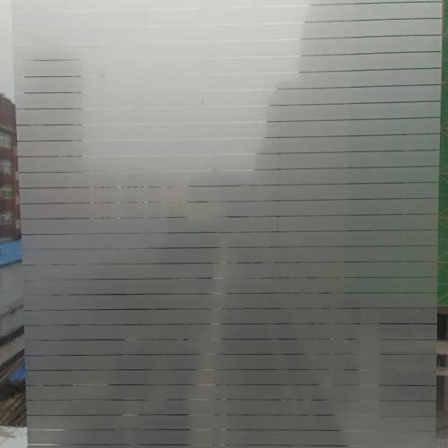 FENTIS Privacy Window Film Decorative Blinds Window Sticker Frosted Static Cling Window Glass Film for Office and Home No Residue UV Prevention Removable White Horizontal Stripe 90x200cm