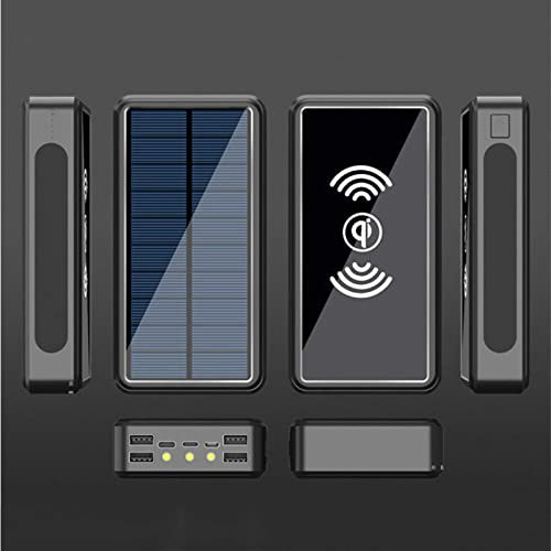 fUfIzU Wireless Power Bank/Solar Power Bank/Large Capacity Power Bank 50000-100000Mah/Solar Rechargeable Power Bank/Mobile Cell Phone Portable Power Banks,Black,50000mAh