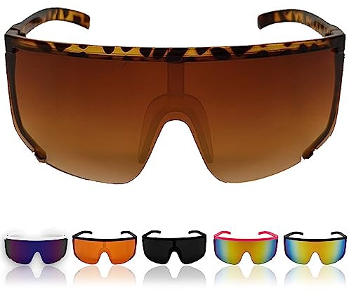 DUOMIO Speedy Sunglasses LEO SUNSET | Schnelle Brille Retro/Oldschool/CLASSIC Rave 90s/80s, Onelens/Schnelle rot/braune Tönung, sehr nice/sehr geile Optik | BACK TO CLASSIC | BACK TO THE 90s